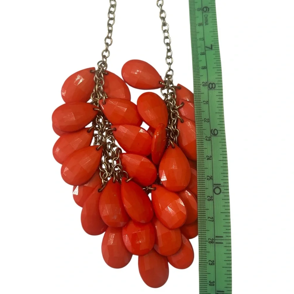 Unbranded Coral Teardrop faceted bead Layered Chain Necklace reversible